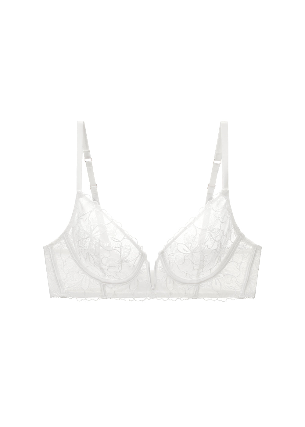 FREDERICA Seductive Floral Lace Underwired Unlined Plunge Long Bra