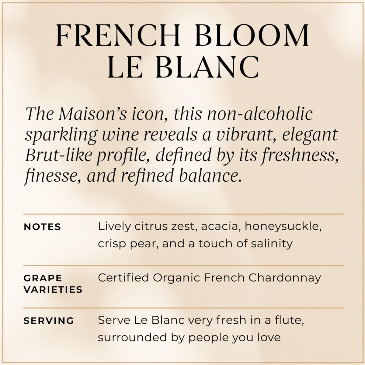 French Bloom Le Blanc Organic Alcohol-Free Sparkling Wine, 750ml | Vegan, Halal, Low Calorie