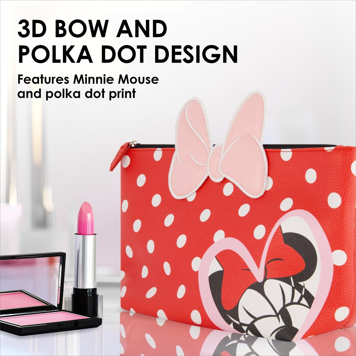 FUL Disney Minnie Mouse Women's Makeup Bag, Red