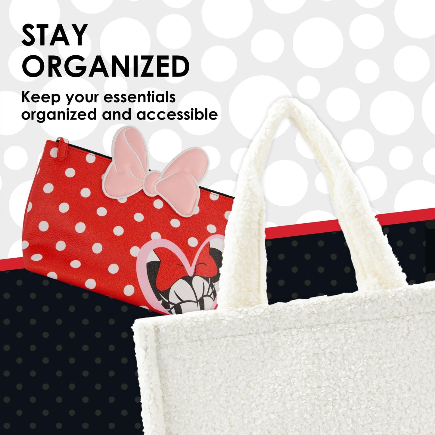 FUL Disney Minnie Mouse Women's Makeup Bag, Red