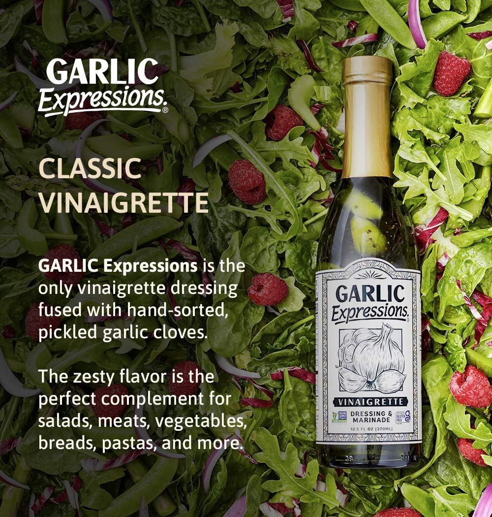 Garlic Expressions Vinaigrette Dressing & Marinade – Non-GMO, Vegan, Gluten Free (12 Ct)