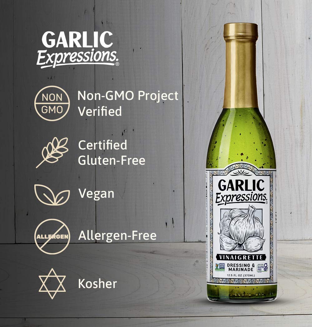 Garlic Expressions Vinaigrette Dressing & Marinade – Non-GMO, Vegan, Gluten Free (12 Ct)