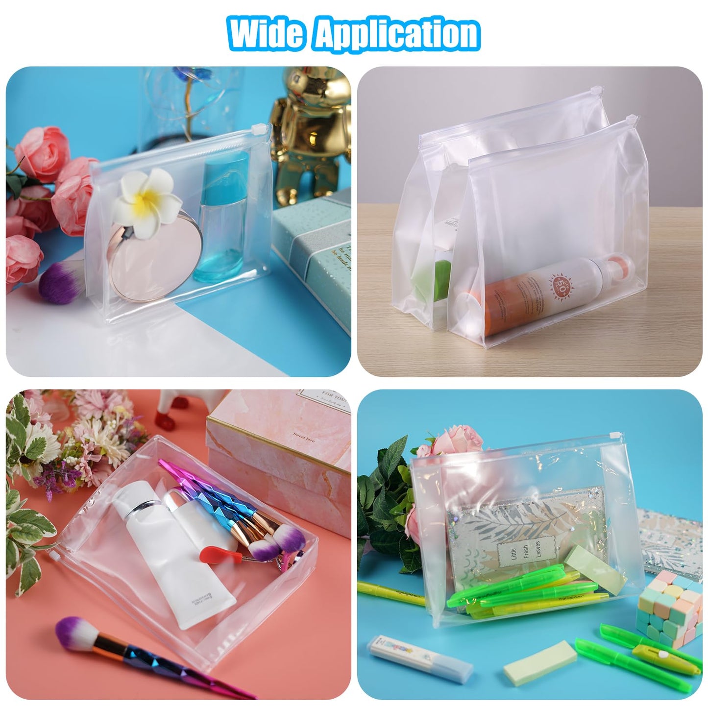 GAWBYET 50 PCS Mini Clear Makeup Bag,Small Clear Zipper Pouch Travel Bag for Toiletries Plastic Cosmetic Organizer Waterproof，for Swimsuit Bikini Travel Vacation(5.9 x 5.1 x 1.4 Inch)