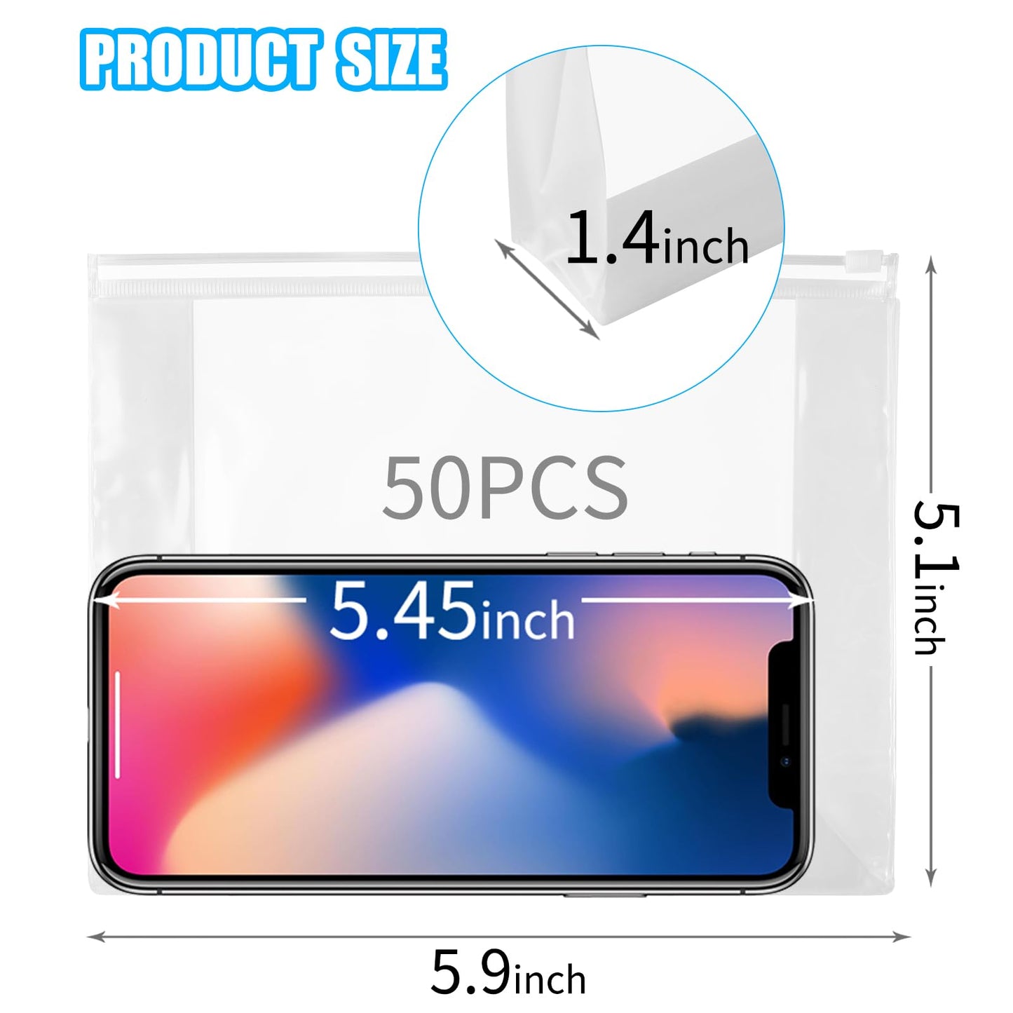 GAWBYET 50 PCS Mini Clear Makeup Bag,Small Clear Zipper Pouch Travel Bag for Toiletries Plastic Cosmetic Organizer Waterproof，for Swimsuit Bikini Travel Vacation(5.9 x 5.1 x 1.4 Inch)
