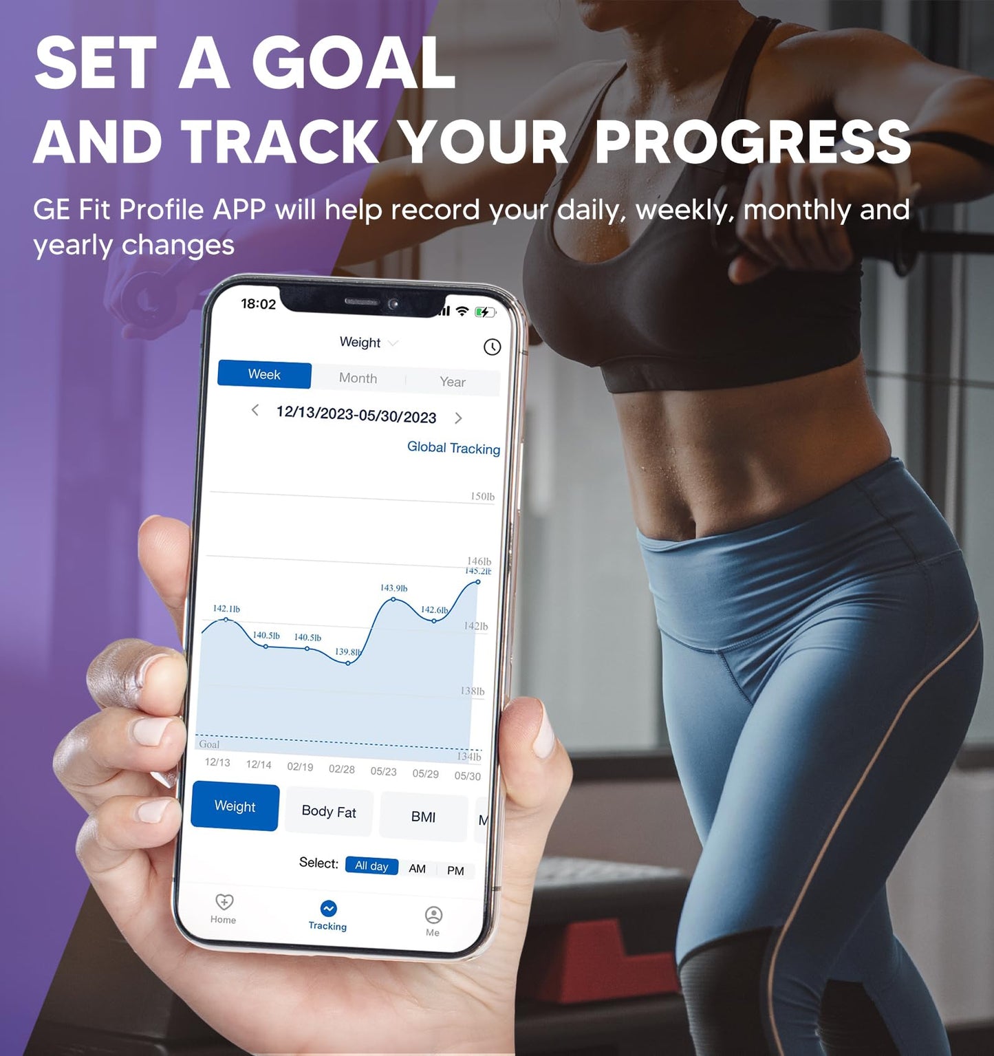 GE Smart Scale for Body Weight: Full Body Composition Analyzer, 50+ Metrics