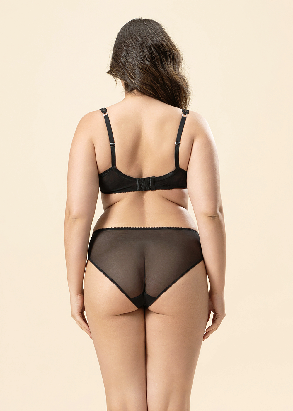 GEMMA Plus Black Lace Hipster Panties In Embroidery