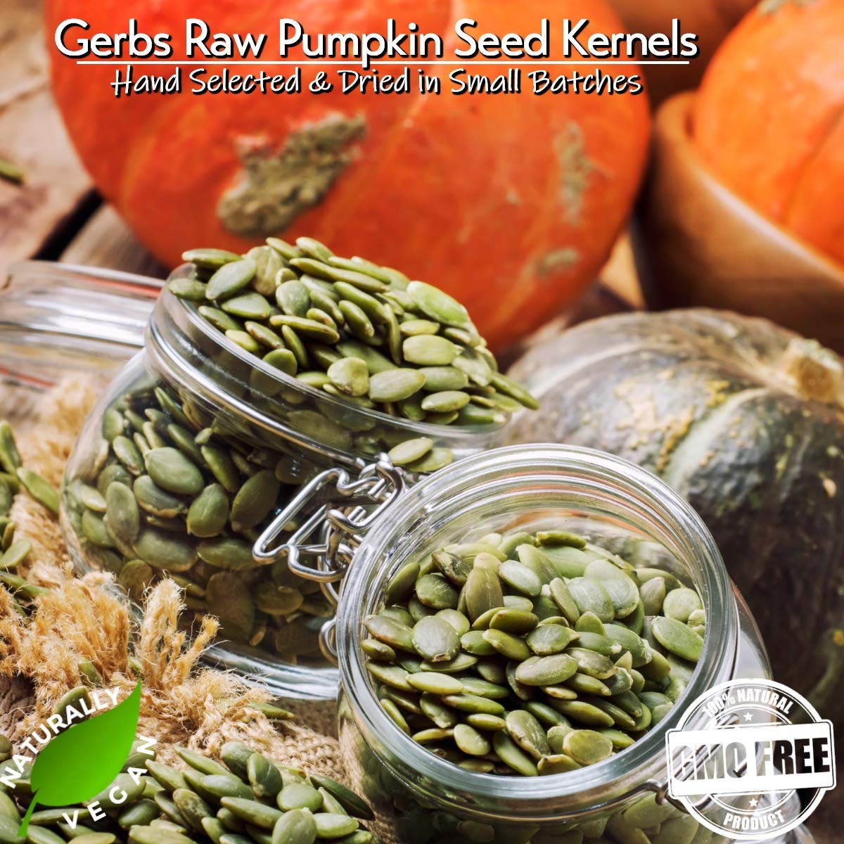 GERBS Raw Pumpkin Seed Kernels 4 LBS – Top 14 Allergen-Free, Canada-Grown, Packed in US
