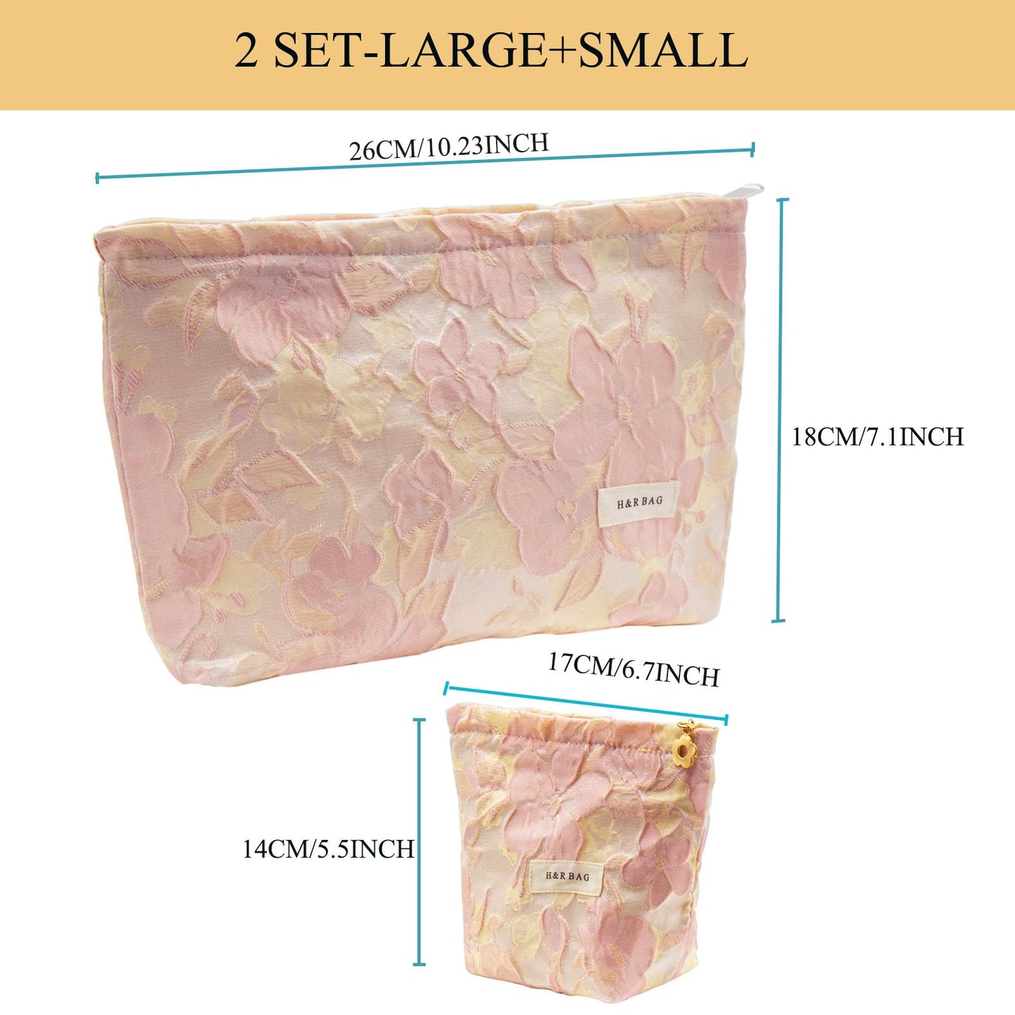 getgto 2 Pcs Makeup Bags, Large Cosmetic Bag Travel Toiletry Bag