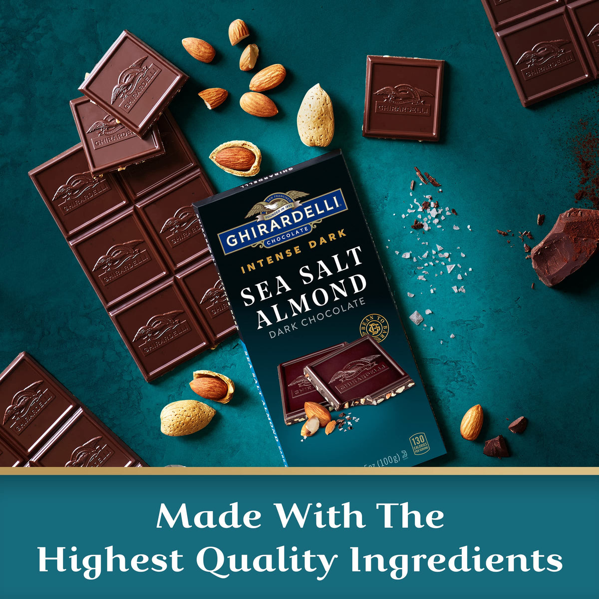 GHIRARDELLI Intense Dark Sea Salt Almond Chocolate Bar — 3.5 oz, Pack of 12