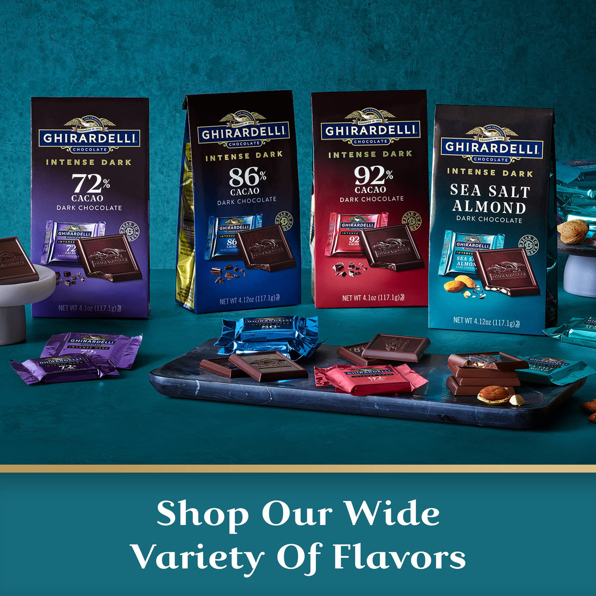 GHIRARDELLI Intense Dark Sea Salt Almond Chocolate Bar — 3.5 oz, Pack of 12