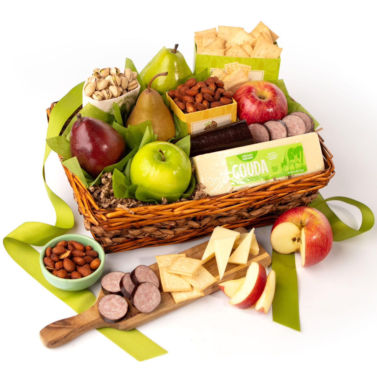 Fruitfully Cheese, Meat & Fresh Fruit Classic Gift Basket | A Gift Inside