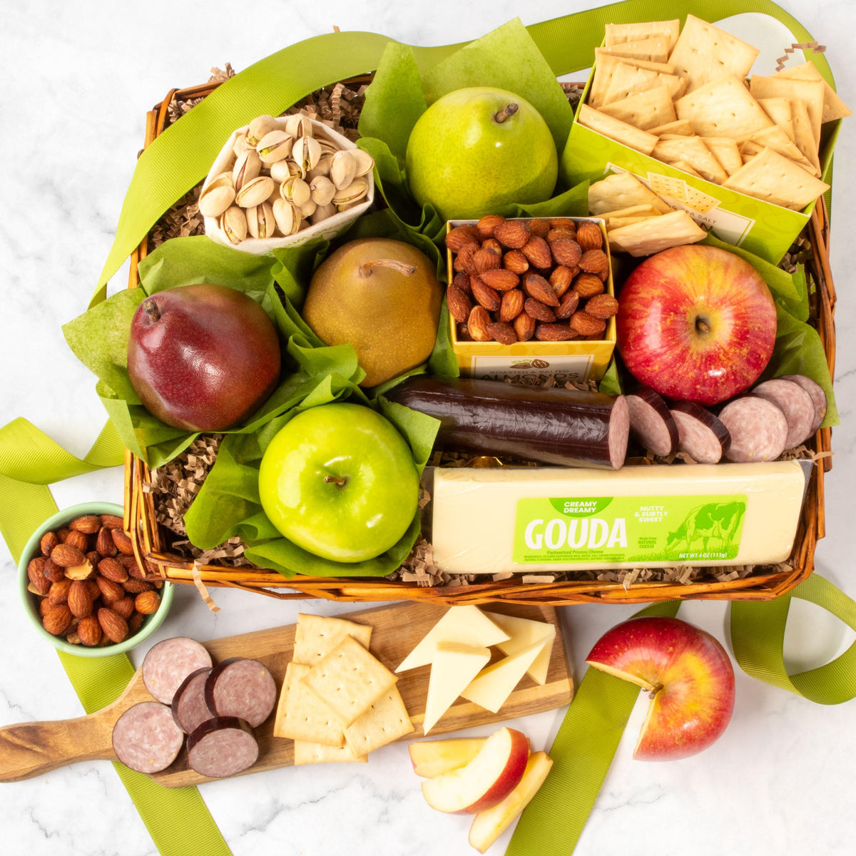 Fruitfully Cheese, Meat & Fresh Fruit Classic Gift Basket | A Gift Inside