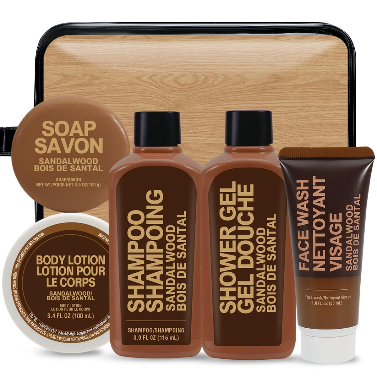 Gifts for Men 6pc Sandalwood Gift Set Travel Size Toiletry with Body Lotion