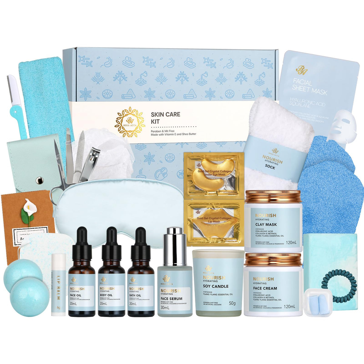 Gifts for Women & Men, Birthday Gifts, 30pcs Ylang Spa Gifts Basket Set for Women, Face Skin Care Gift Set, Bath & Body Gifts Basket Set, Birthday, Christmas, Anniversary, Fathers Day, Mom, Dad