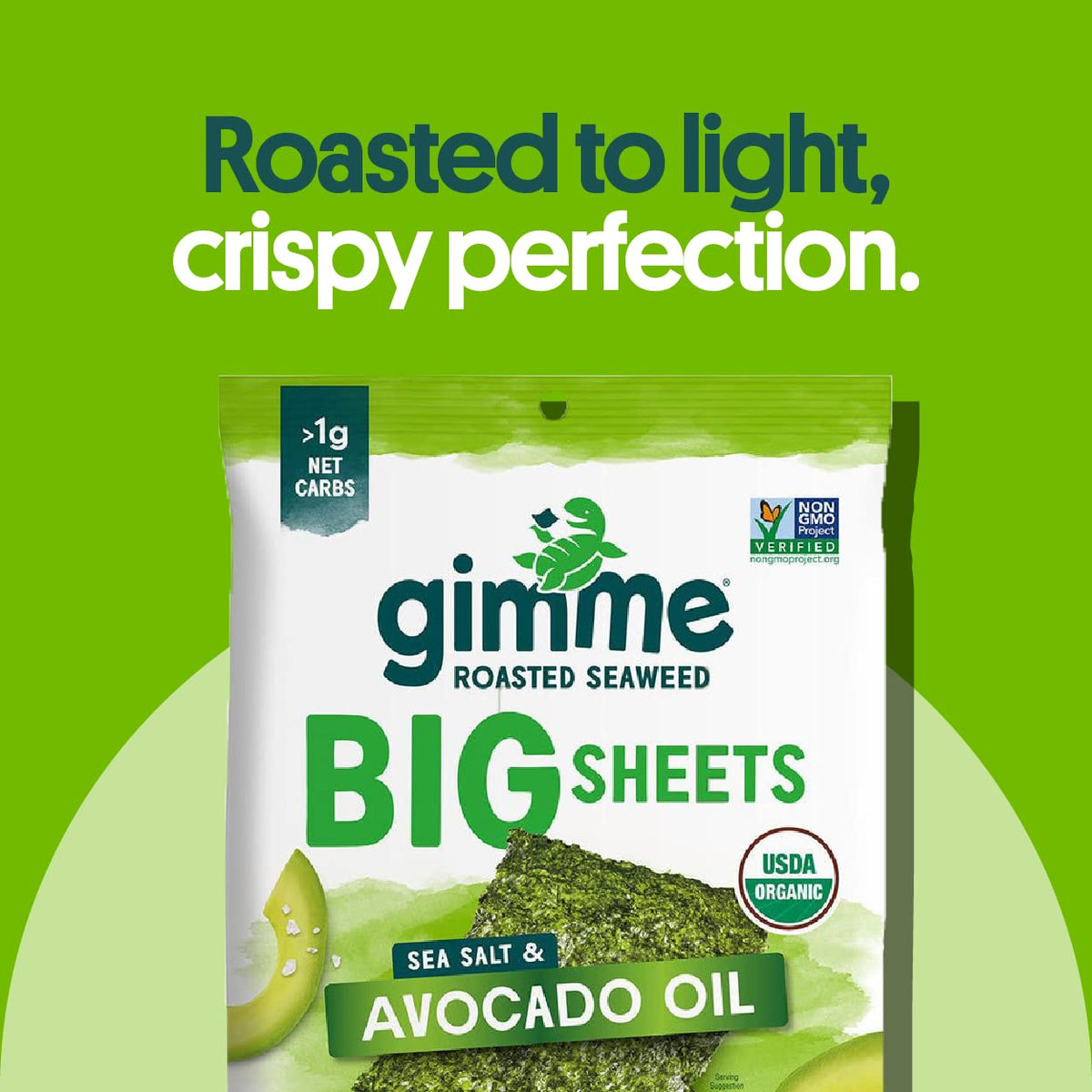 gimMe Organic Seaweed Big Sheets – Sea Salt & Avocado Oil | Keto, Vegan, Gluten-Free
