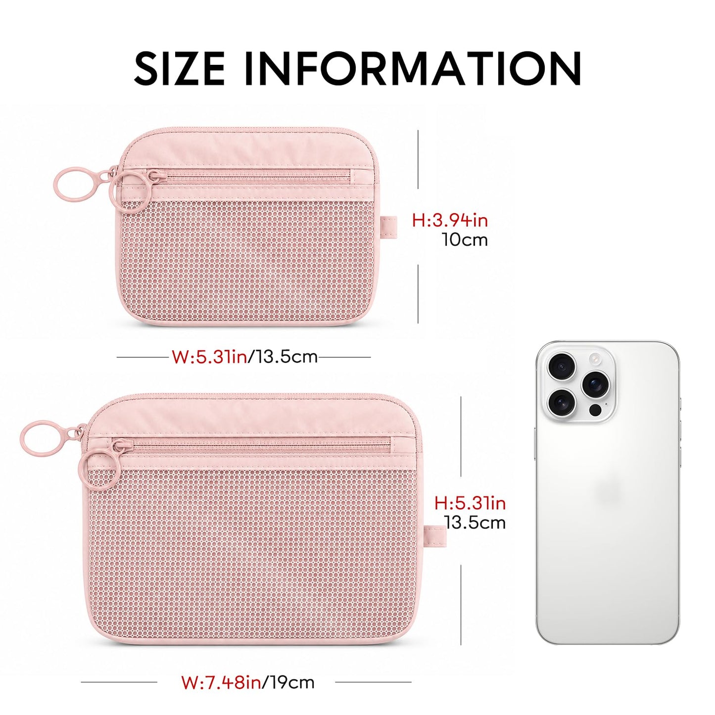 GIVLEFLY 2 PCS Purse Organizer Pouch Set for Women, Lightweight Zipper Storage Pouches for Handbags, Cosmetics, Keys, Cards, Travel Accessories and Daily Essentials