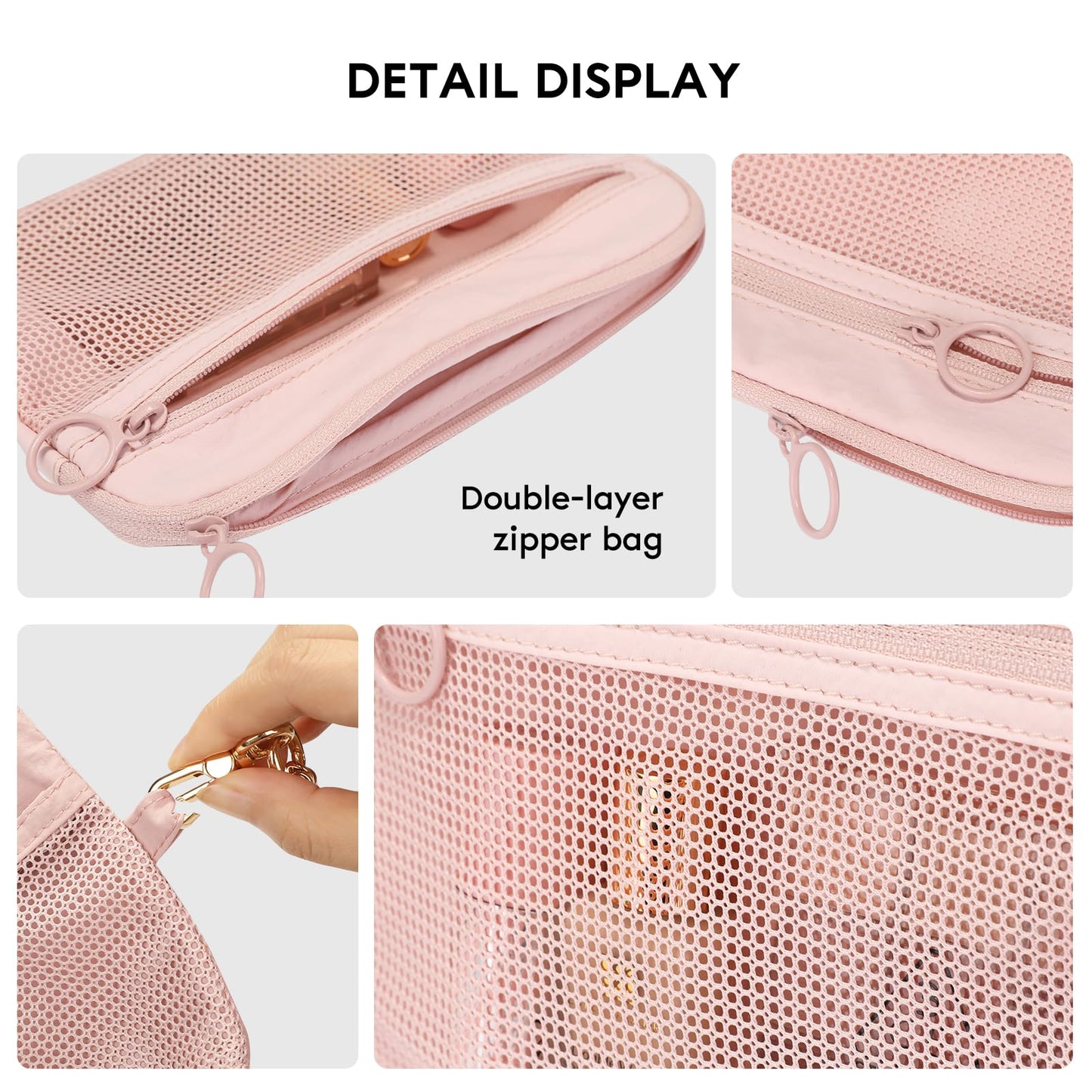 GIVLEFLY 2 PCS Purse Organizer Pouch Set for Women, Lightweight Zipper Storage Pouches for Handbags, Cosmetics, Keys, Cards, Travel Accessories and Daily Essentials
