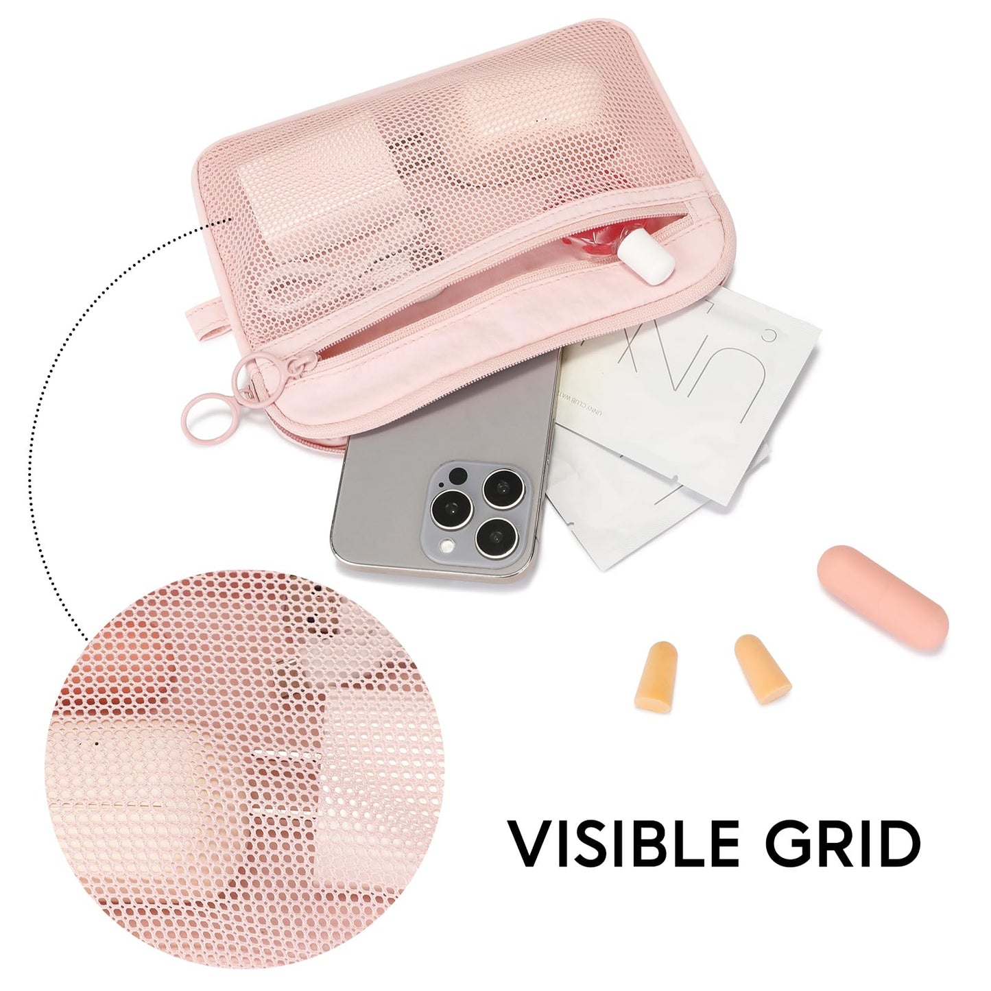 GIVLEFLY 2 PCS Purse Organizer Pouch Set for Women, Lightweight Zipper Storage Pouches for Handbags, Cosmetics, Keys, Cards, Travel Accessories and Daily Essentials