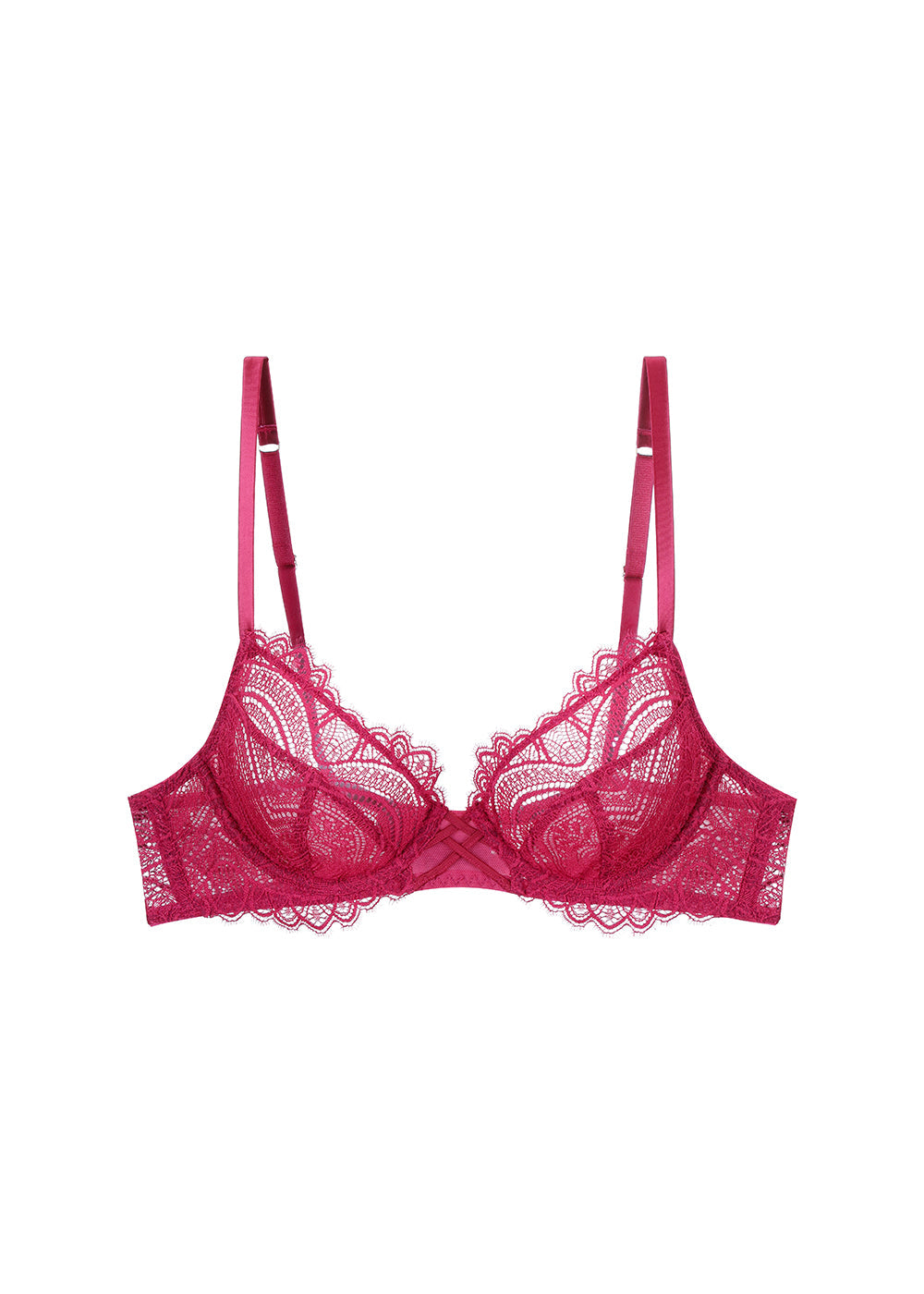 GLORIA Sexy Plum Lace Underwired Unlined Demi Bra
