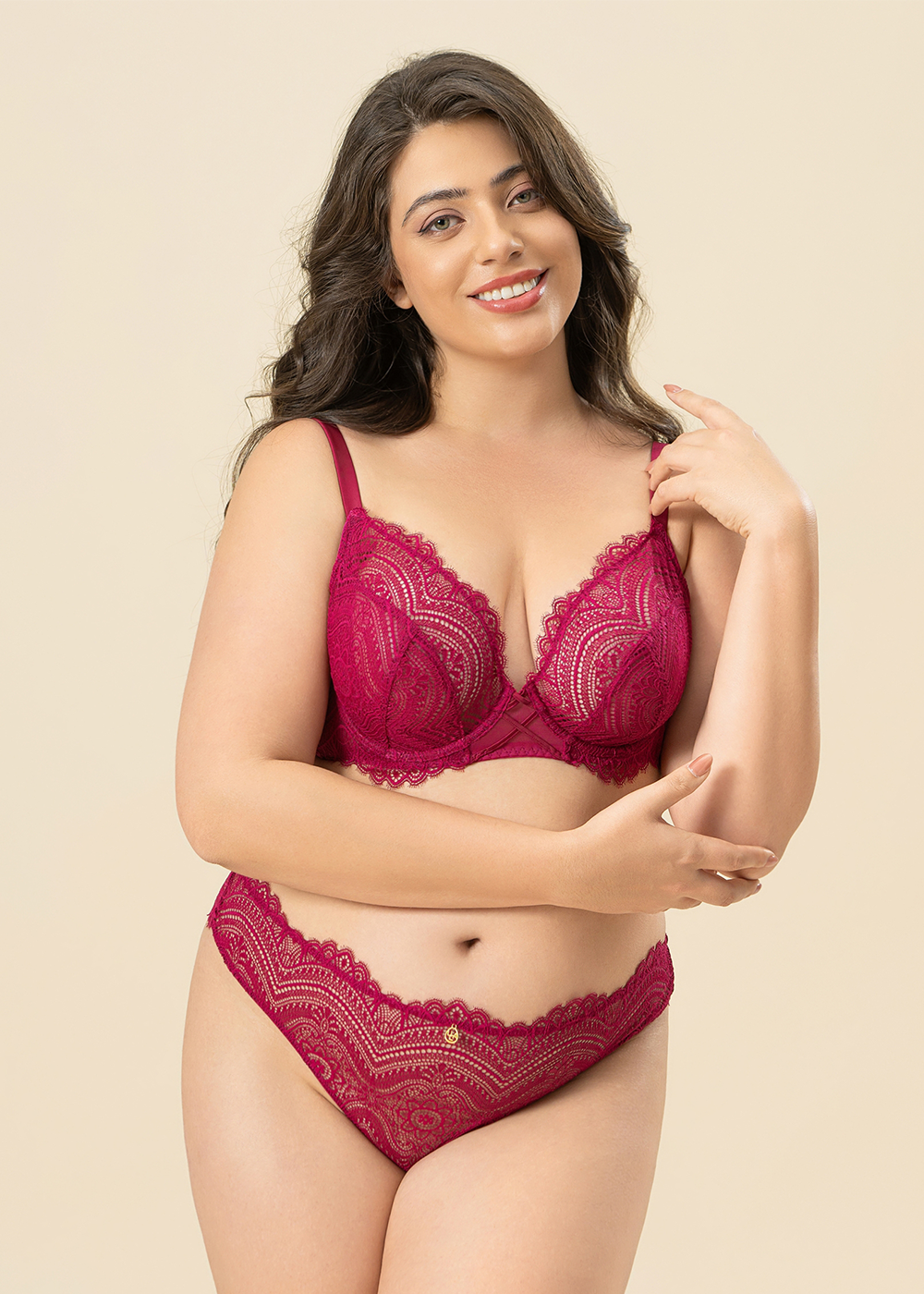 GLORIA Plus Sexy Plum Lace Tanga Panties