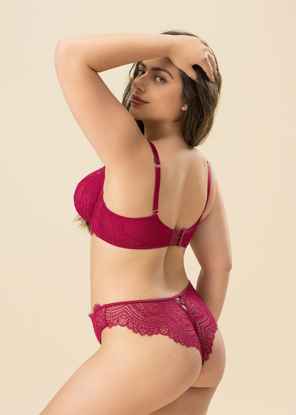 GLORIA Plus Sexy Plum Lace Tanga Panties