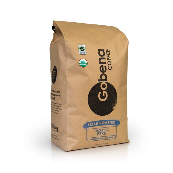 Gobena Coffee 5 lb Fair Trade Organic Peruvian Ground Medium Roast – 100% Arabica Specialty