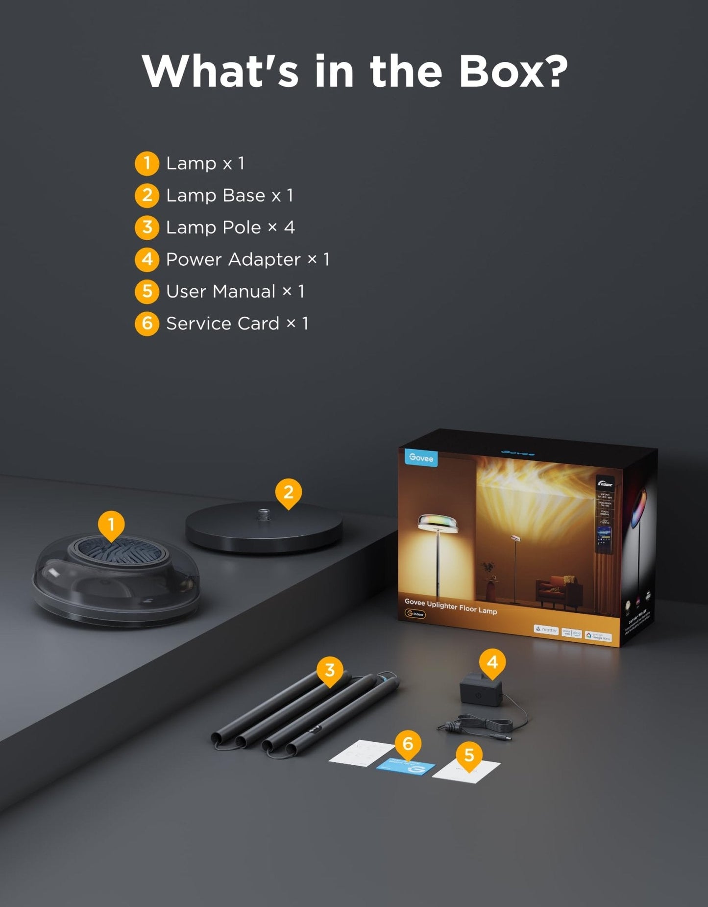 Govee Uplighter Floor Lamp for Living Room, RGBIC Ripple Projector