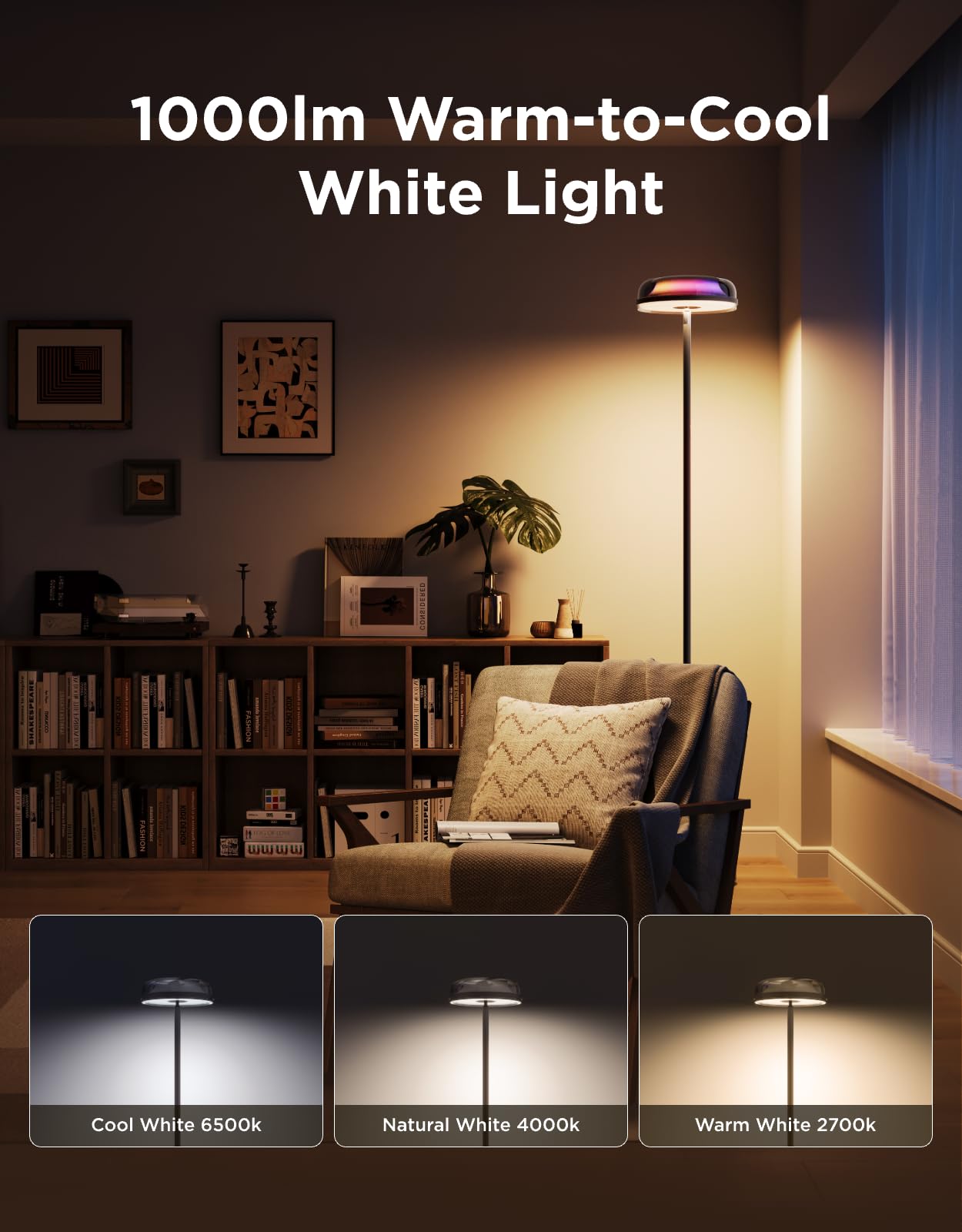 Govee Uplighter Floor Lamp for Living Room, RGBIC Ripple Projector