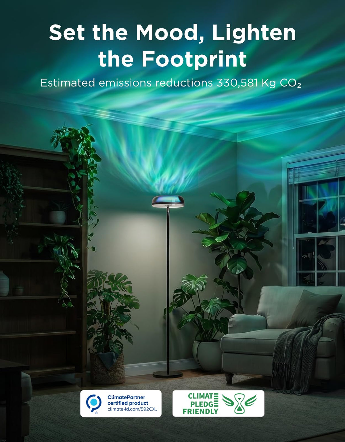 Govee Uplighter Floor Lamp for Living Room, RGBIC Ripple Projector