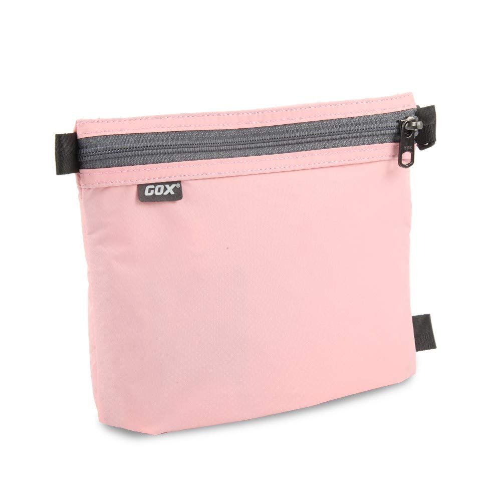 GOX Travel Toiletry Bag Carry On Zipper Pouch Cosmetic Kit Makeup Digital Bag Water Repellent Nylon (Pink)