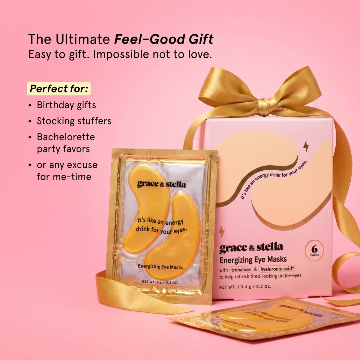 grace & stella Award Winning Under Eye Mask - Birthday Gifts for Women - Gel Eye Patches for Dark Circles, Puffy Eyes, Wrinkles, Undereye Bags - Gifts for Teen Girls - Vegan (48 Pairs, Gold)