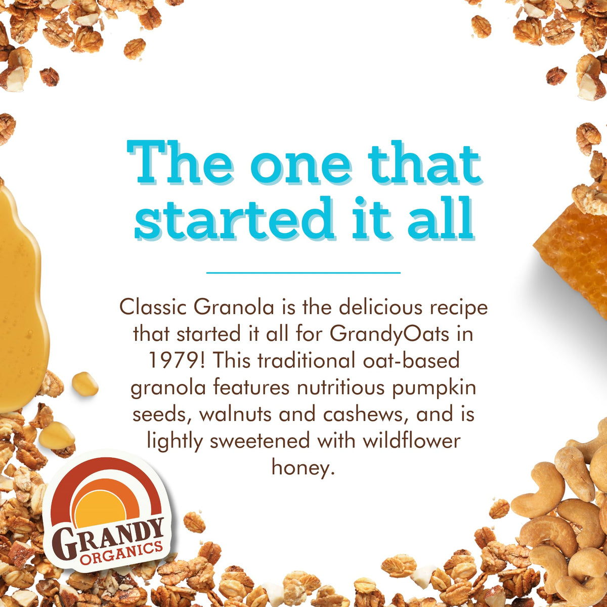 Grandy Organics Classic Granola – Organic, Low Sugar, 12oz Bulk (6 Bags)