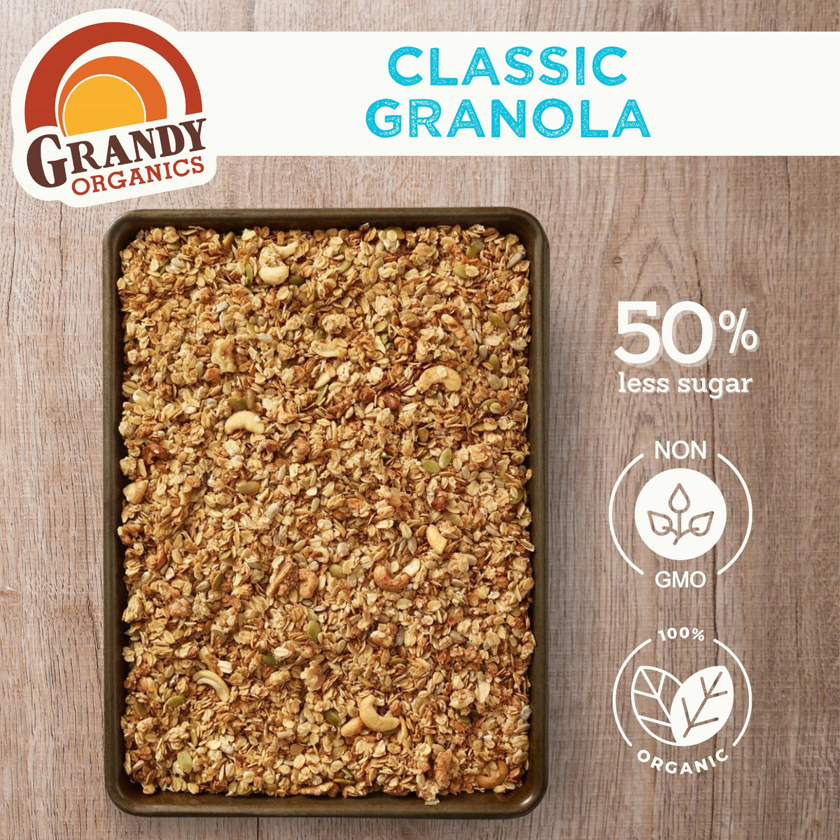 Grandy Organics Classic Granola – Organic, Low Sugar, 12oz Bulk (6 Bags)