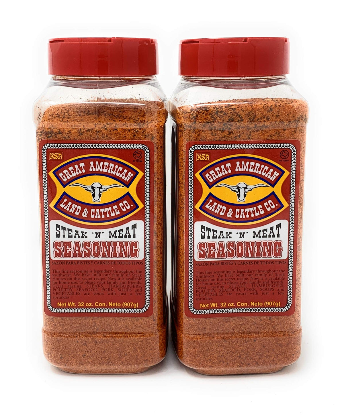 Great American Land & Cattle Steak N' Meat Seasoning 32oz – Pack of 2, Bold BBQ Flavor