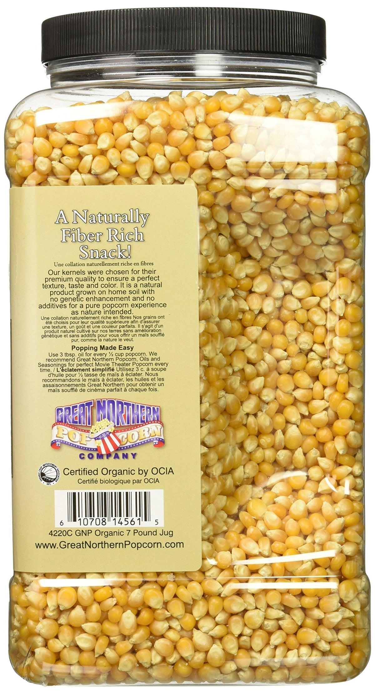 Organic Popcorn Kernels - 7lb Resealable Bulk Jug | Great Northern Popcorn Company
