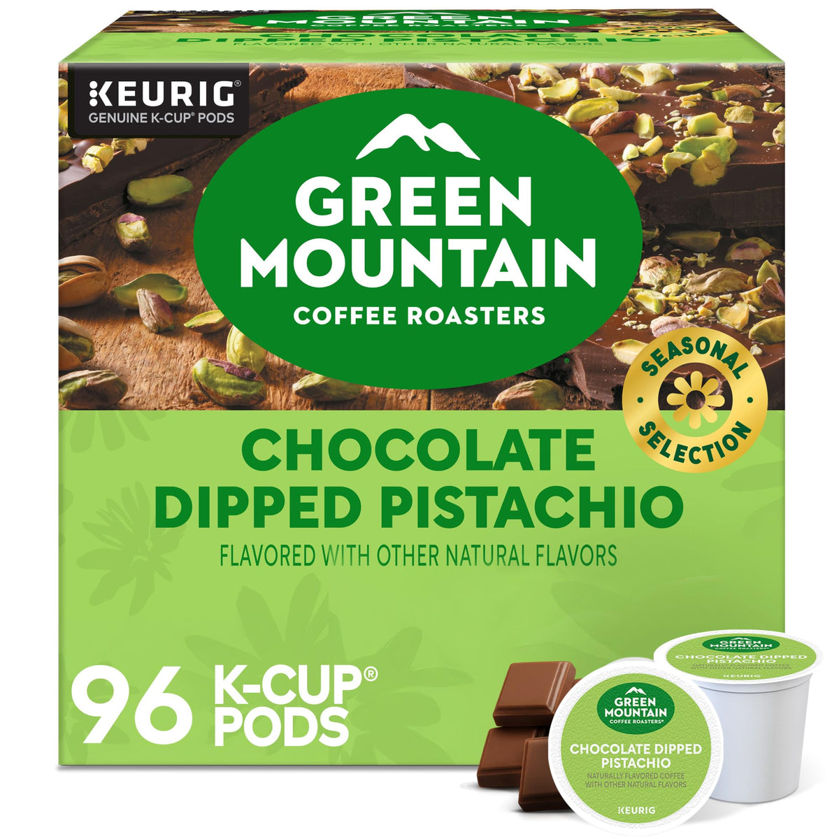 Green Mountain Coffee Roasters Chocolate Dipped Pistachio K-Cups — Limited-Time 96-Count, Keurig Compatible