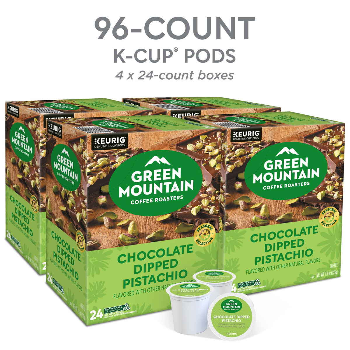 Green Mountain Coffee Roasters Chocolate Dipped Pistachio K-Cups — Limited-Time 96-Count, Keurig Compatible