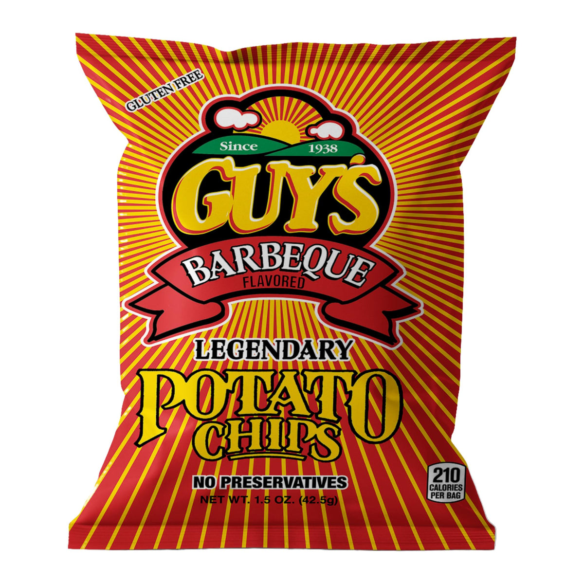 Guy's BBQ Potato Chips – Bold Smoky Flavor, Gluten-Free Snack Chips (1.5 oz bag, Pack of 24)