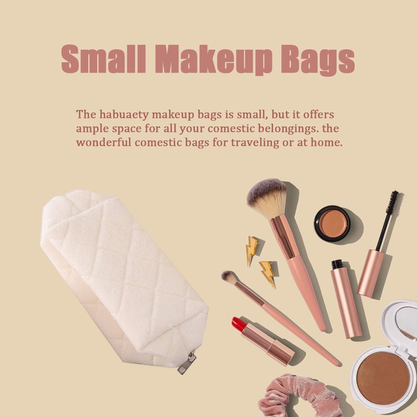 HABUAETY Makeup Bag Small Cosmetic Bags for Purse Women Girls Y2k Checkered Make Up Pouch