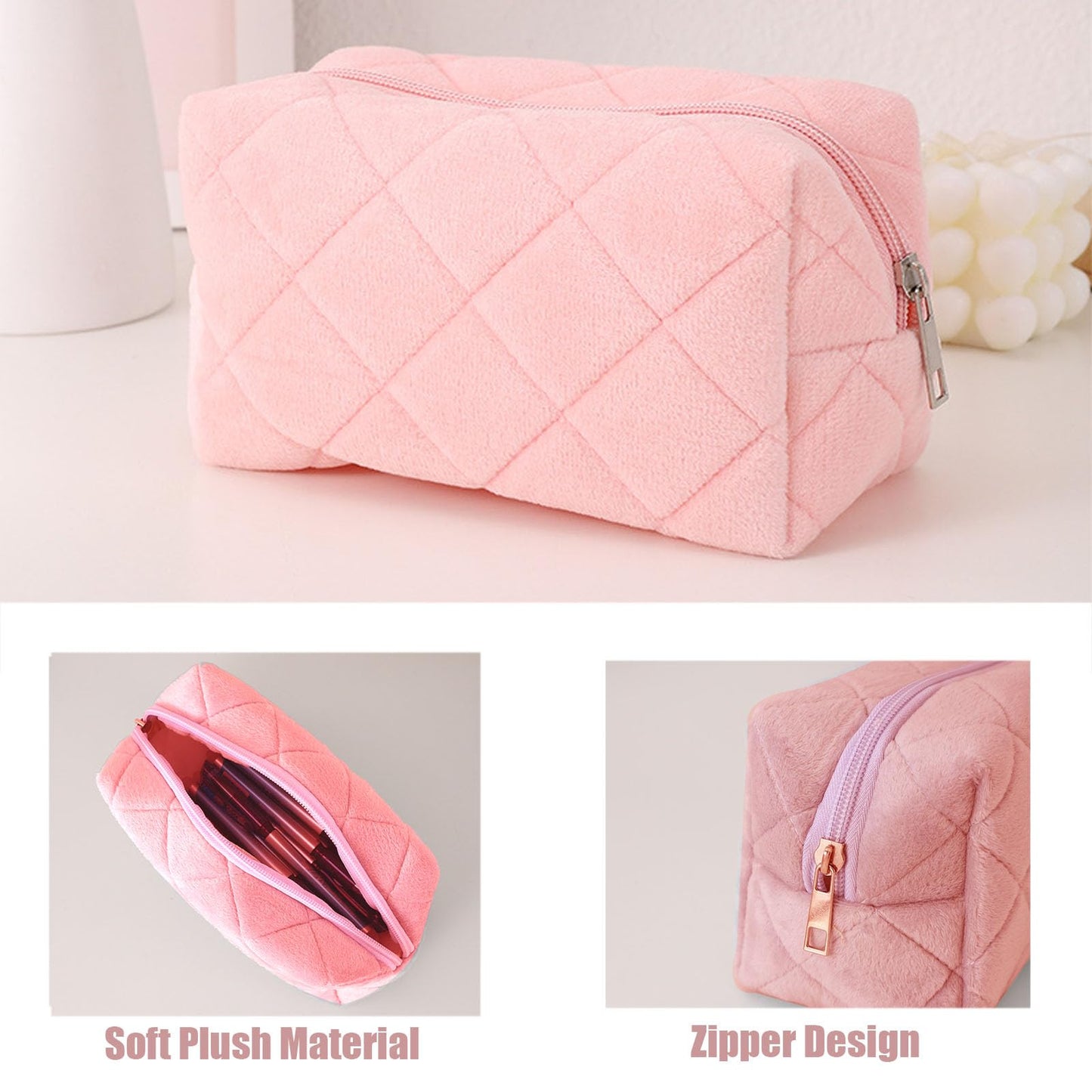 HABUAETY Makeup Bag Small Cosmetic Bags for Purse Women Girls Y2k Checkered Make Up Pouch