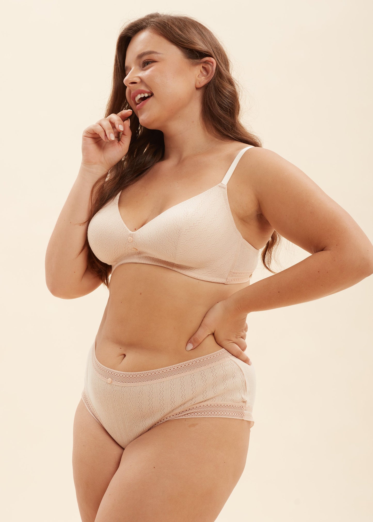 HAILEY Plus Triangle Molded Cotton Wireless Bra