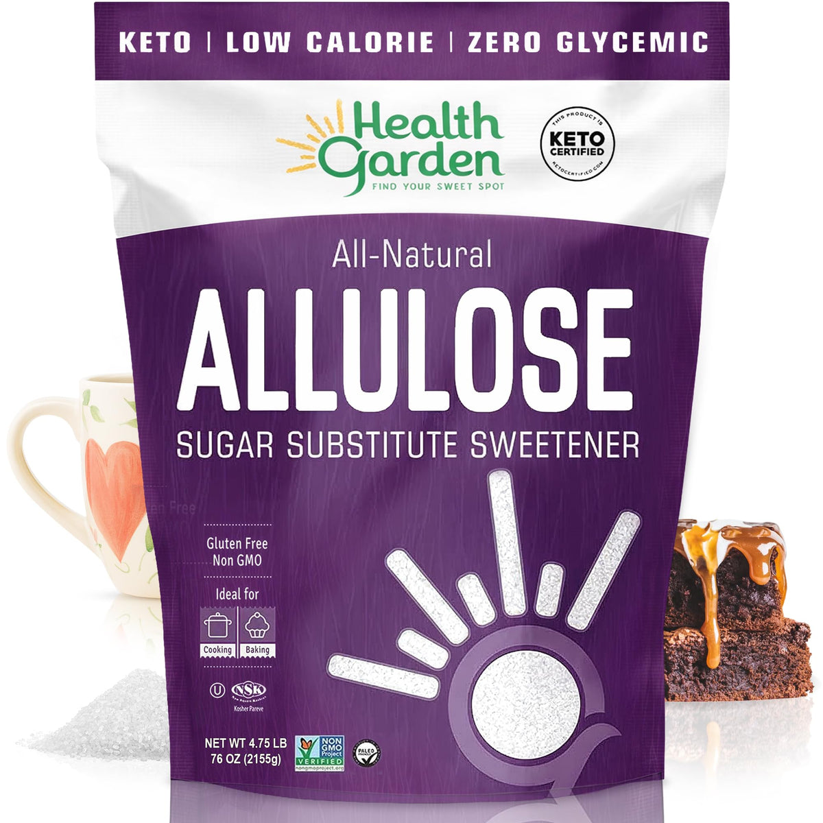Health Garden Allulose Sweetener 76oz Bag – Zero Calorie Sugar Substitute for Baking & Coffee