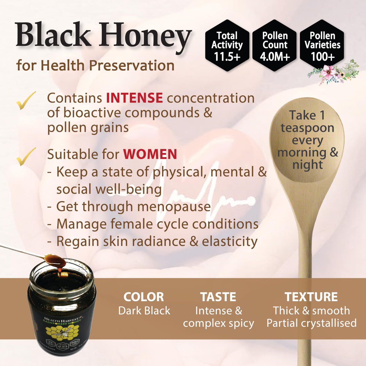 Health Harvest Tualang Black Honey 10oz – Raw, Unpasteurized, Unfiltered