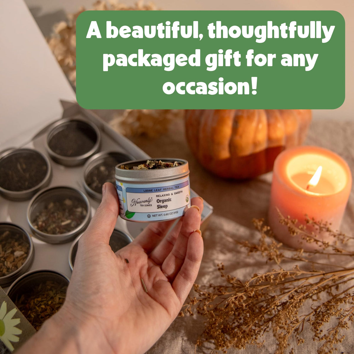 Heavenly Tea Leaves Organic 9-Flavor Loose Leaf Tea Variety Pack | Premium Whole Leaf Sampler Gift Box (Approx. 90 Cups)