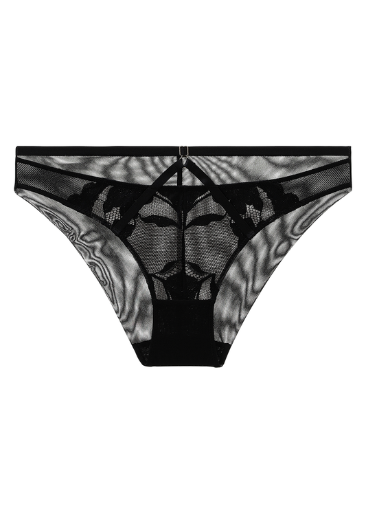 HEBE Plus Sexy Black Lace Brief Panties
