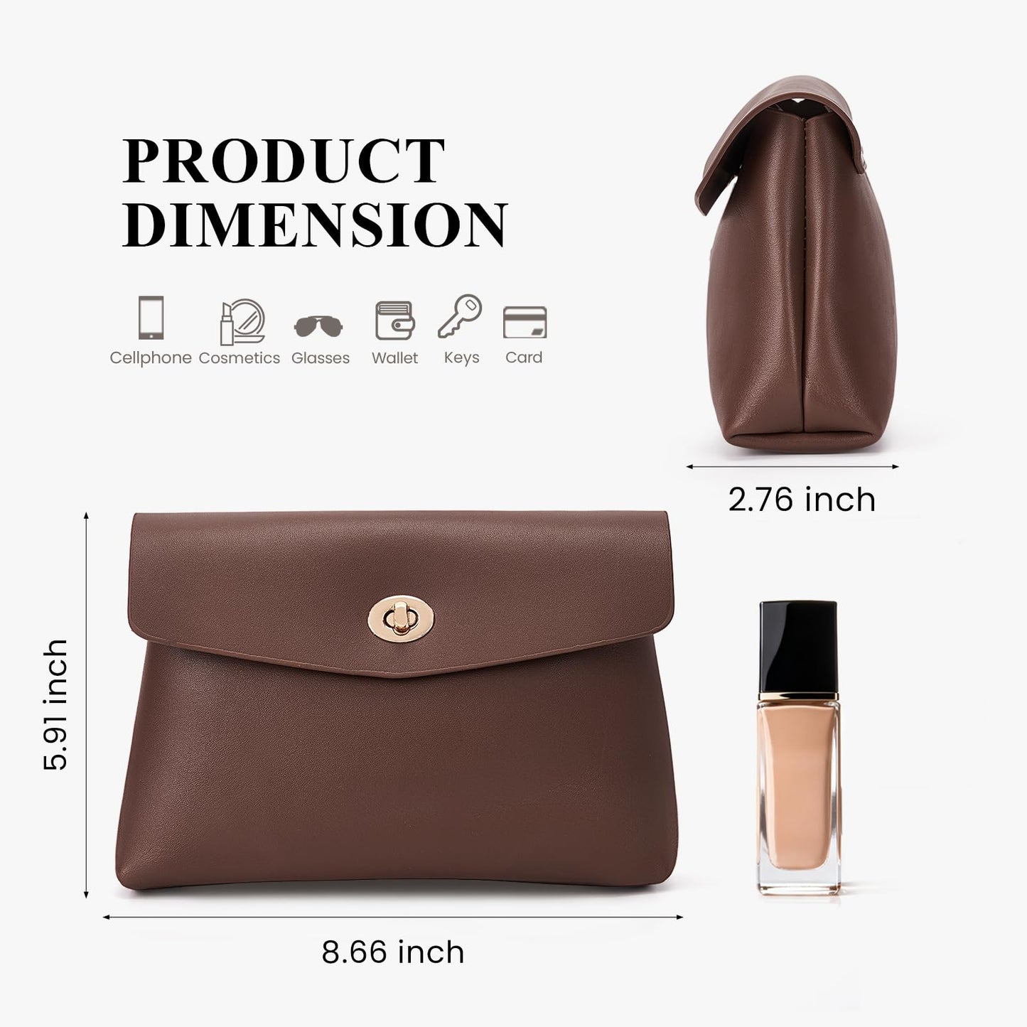 HiTotes Makeup Bag Travel Makeup Pouch for Women Small Cosmetic Pouch PU Leather Pouch Bag Clutch Purse