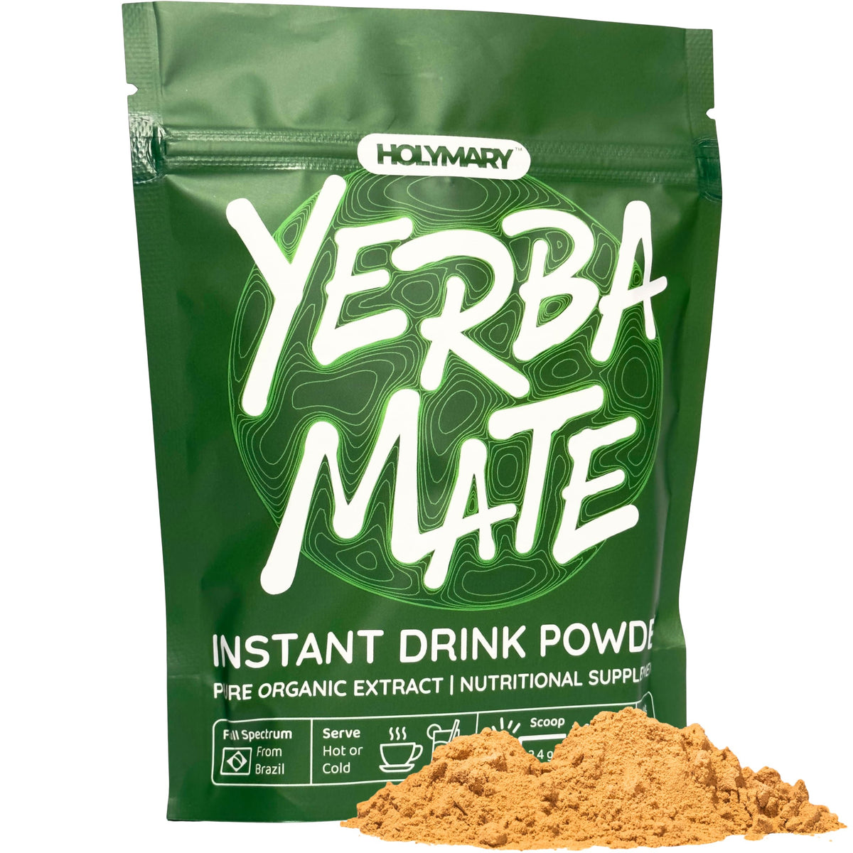 HOLYMARY Yerba Mate Instant Tea – Pure Organic Concentrate for Energy, Focus & Vitality (120g, up to 240 Servings)