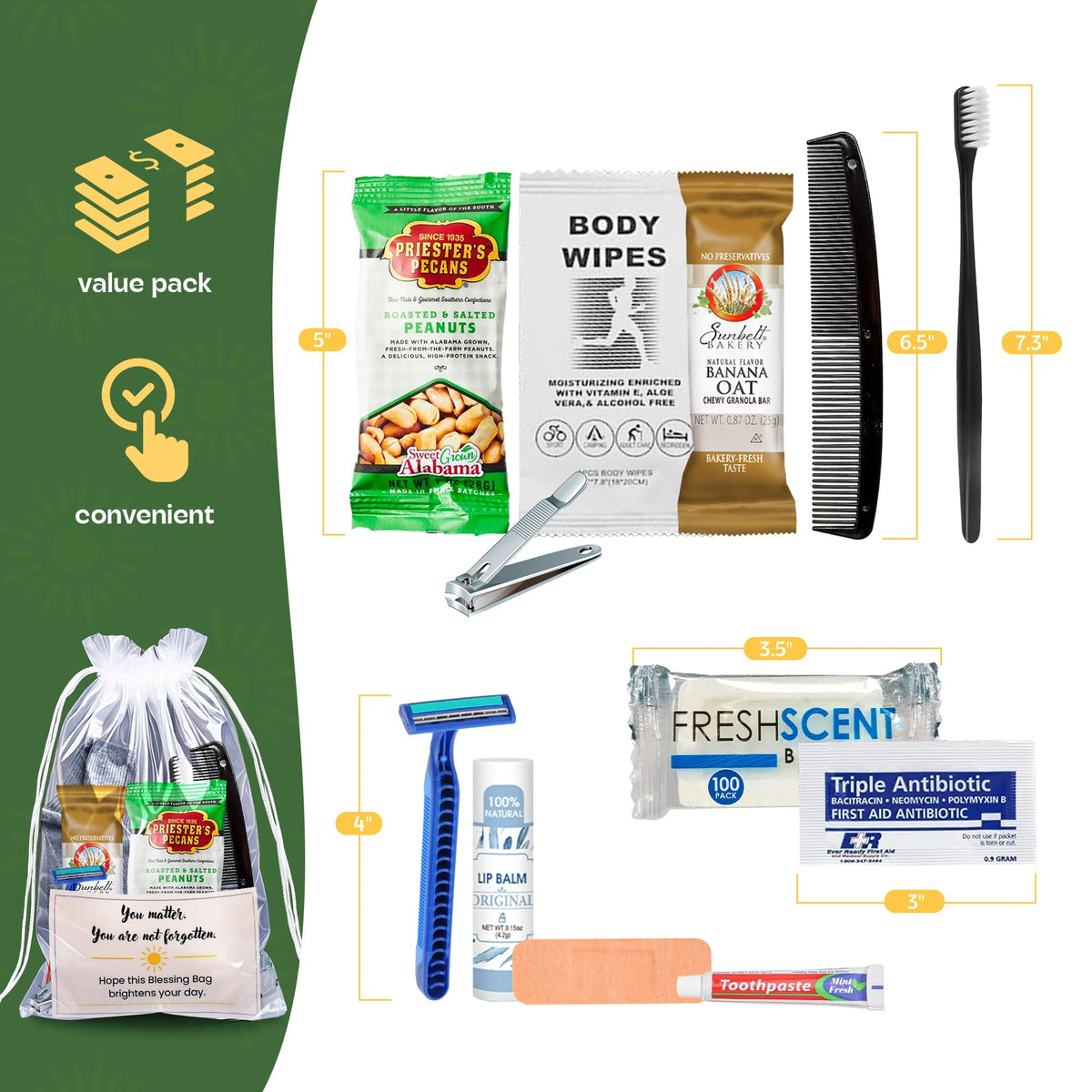 Homeless Care Package (5 Count) – Complete Hygiene Kits for homeless includes Food, Socks, First Aid and Personal Care Items – 100% Pre-Assembled & Ready to Distribute - Ideal for Outreach and Charity