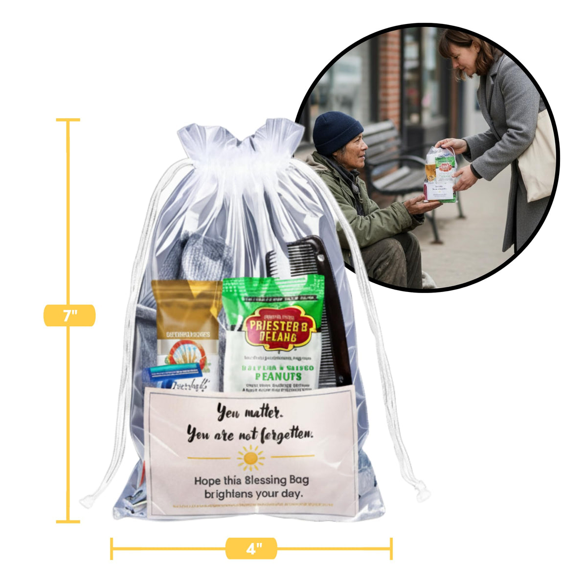 Homeless Care Package (5 Count) – Complete Hygiene Kits for homeless includes Food, Socks, First Aid and Personal Care Items – 100% Pre-Assembled & Ready to Distribute - Ideal for Outreach and Charity