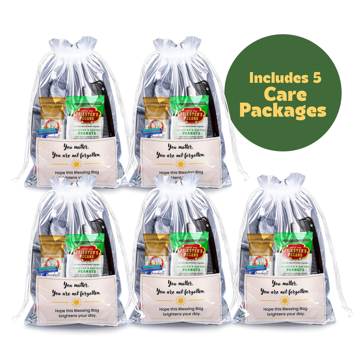 Homeless Care Package (5 Count) – Complete Hygiene Kits for homeless includes Food, Socks, First Aid and Personal Care Items – 100% Pre-Assembled & Ready to Distribute - Ideal for Outreach and Charity